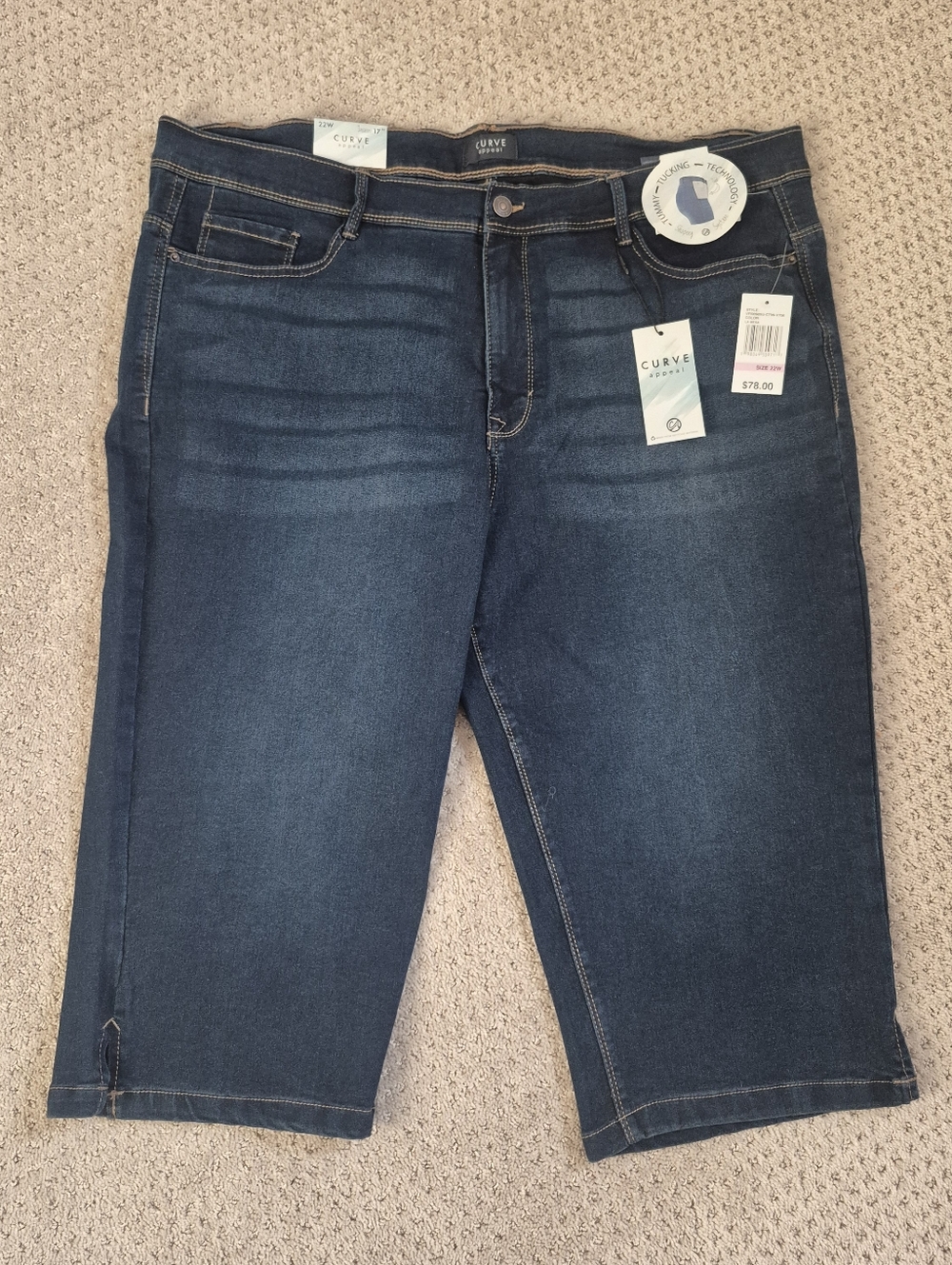 Curve Appeal NWT Women's Tummy Tucking Cropped Denim Jeans Size 22W